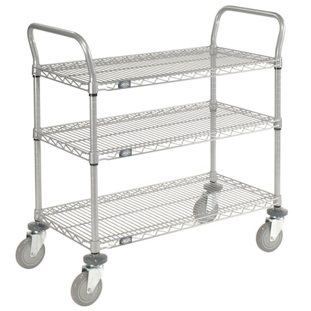 Global Equipment Nexel    Utility Cart, 3 Shelf, Nexelate    , 42"L x 24"W x 42"H, Pneumatic Casters 2442N3EP